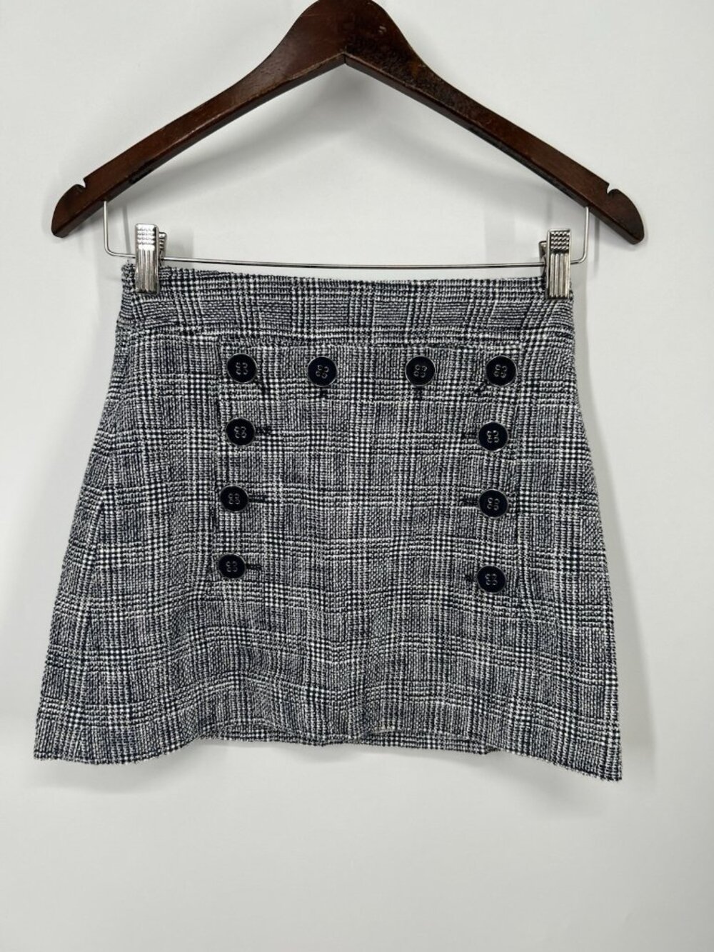 Veronica Beard Blue Size 0 Tweed Lined Mini Skirt, Zip & Button Accents Career